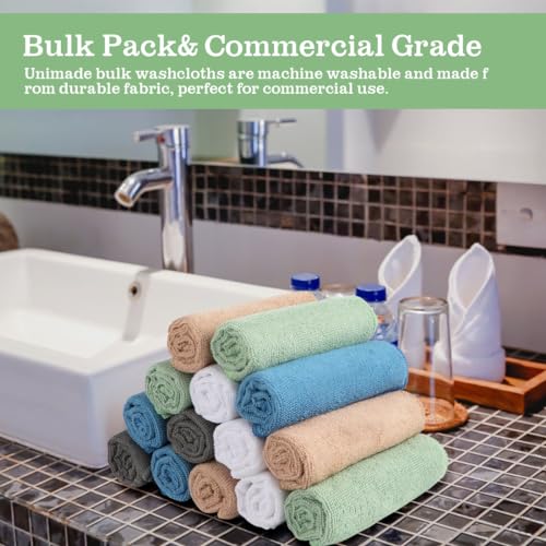 UNIMADE Multicolor 100-Pack Washcloths 12x12in - Ultra Soft, Quick-Dry Microfiber Towels