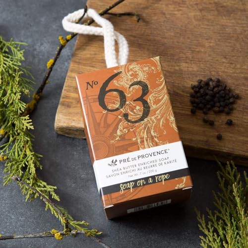 Men's No.63 Soap on a Rope - Masculine Fragrance, Moisturizing Shea Butter, French Gift
