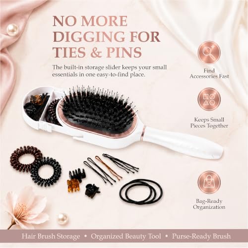 Blessed Anti-Static Hair Brush Set for Women with Boar & Nylon Bristles - Gift with Cross & Accessories - Variation of THIS listing