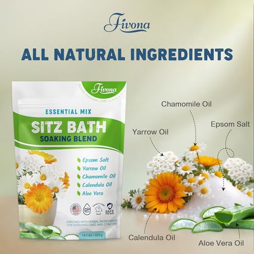 FIVONA Natural Sitz Bath Salt Pack of 3 - Postpartum & Hemorrhoid Relief, 14.1 oz each