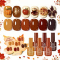 Fall Gel Polish Set - 6 Cozy Mocha Cocoa Shades with Fall Collection and Color Swatch Card - Brown Variation