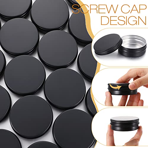 2 oz Lip Balm Tin Containers - Matte Black, 64 Pack, Screw Top, Reusable