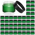 Green Frosted 2 oz Glass Cosmetic Jars with Airtight Lids - 48 Pack