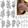 23 Sheets Flower Temporary Tattoos For Women - Waterproof Realistic Rose Orchid Tattoos Tiny Branch Sketch Fake Tattoos for Women Body Art Arm Neck Hands