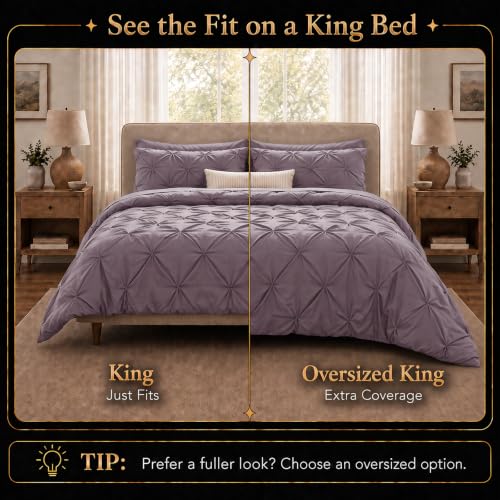 Oversized King Comforter Set Dusty Purple - 7 Piece Bed in a Bag