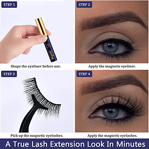 7C SevenCrown Magnetic Eyelashes & Eyeliner Kit - Black Full Volume, 10 Pairs