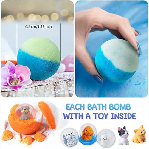 Multi-colored Kids Bath Bombs with Surprise Puppy Dolls - Organic 20 Pack