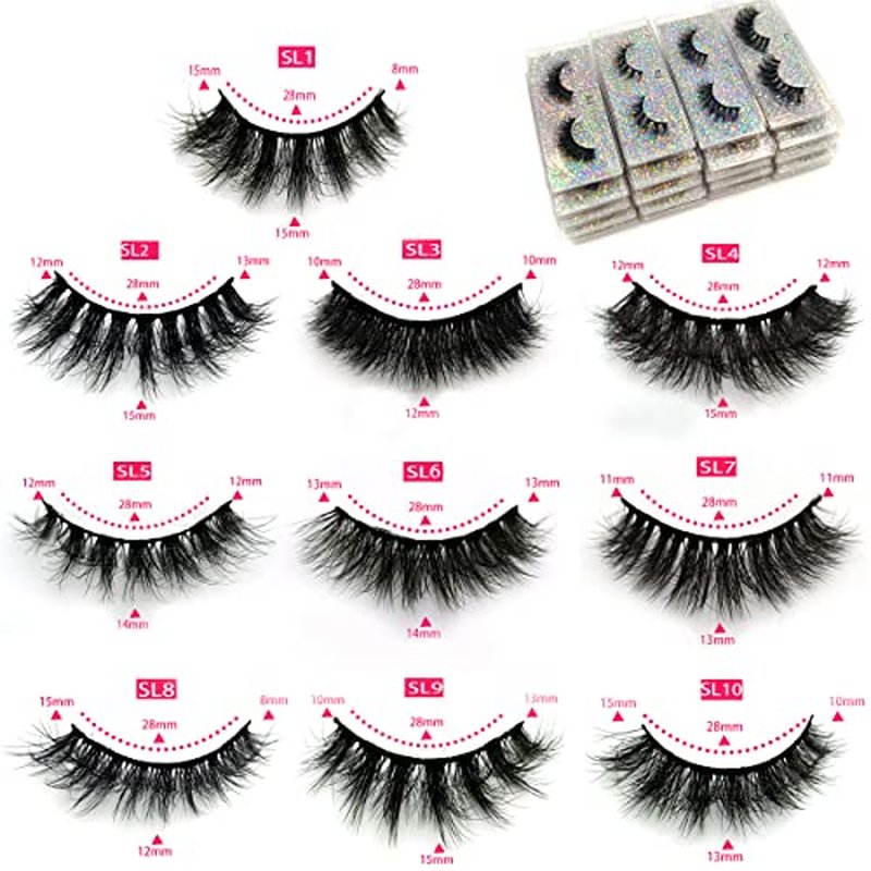 12mm Faux Mink Lashes 10 pairs Natural Thick Lashes Pack Fluffy Wholesale Fales Eyelashes