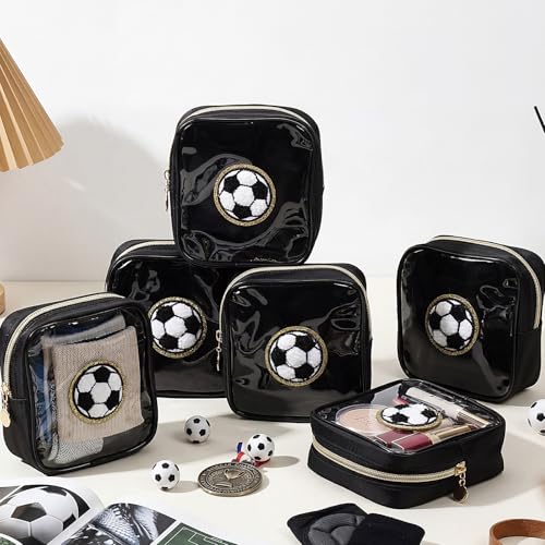 12 Pcs Soccer Themed Makeup Bags for Girls - Transparent PVC Small Organizer - Variation of THIS Listing