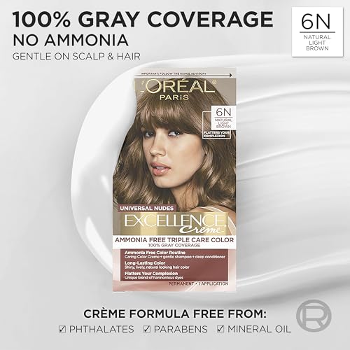 L’Oreal Paris Excellence Universal Nudes Hair Color 6N Natural Light Brown - Pack of 2