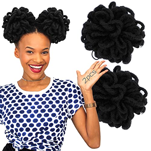 Black Women Faux Loc Bun Hair Piece - Lightweight Ponytail & Updo Accessory