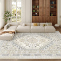 Zesthome 8x10 Beige/Gray Area Rug, Machine Washable Non-Slip Polyester