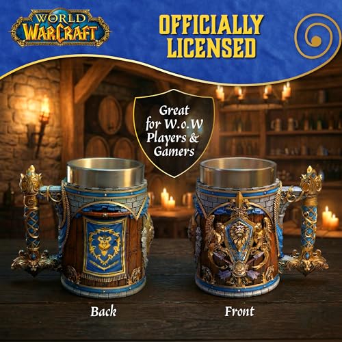 World of Warcraft Alliance Tankard 15.5cm - Official Licensed Drinkware with Stainless Steel Insert
