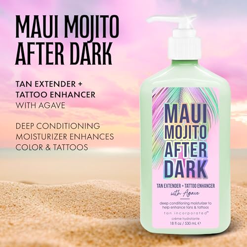 Brown Sugar Maui Mojito After Dark Tan Extender & Tattoo Enhancer, Agave Lime Shea Butter with Tigergrass & Ocean Botanicals, 18 Fl Oz