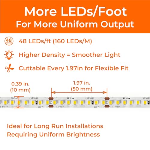 24V LED Strip Light 32.8ft Neutral White 3500K High CRI Dimmable UL Listed