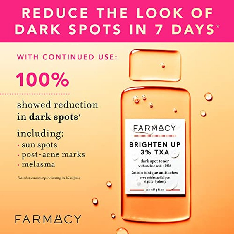 Farmacy 3% TXA Brightening Toner for Face - Dark Spot Corrector with Azelaic Acid, Tranexamic Acid + 5% PHA - Helps Even Texture + Tone, Fade Dark Spots + Exfoliate - Glow-Enhancing Skin Care (50ml)