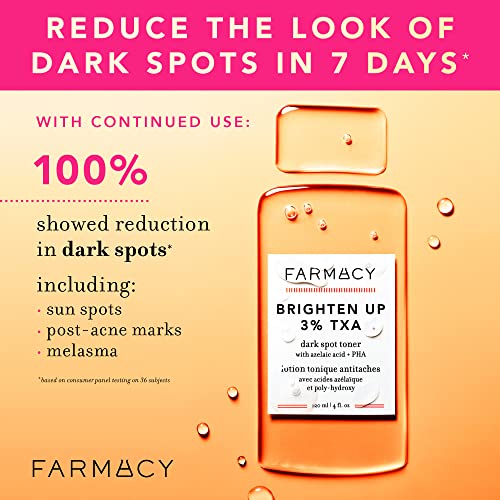 Farmacy 3% TXA Brightening Toner for Face - Dark Spot Corrector with Azelaic Acid, Tranexamic Acid + 5% PHA - Helps Even Texture + Tone, Fade Dark Spots + Exfoliate - Glow-Enhancing Skin Care (120ml)