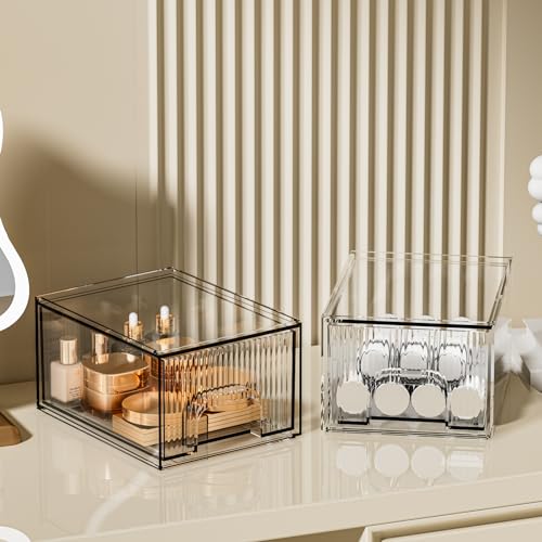 Stackable Acrylic Cosmetic Organizer Set - Clear Drawer Storage for Vanity and Kitchen