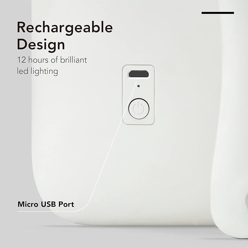 Rechargeable LED Travel Makeup Mirror with 3 Color Settings & 10x Detachable Magnifier