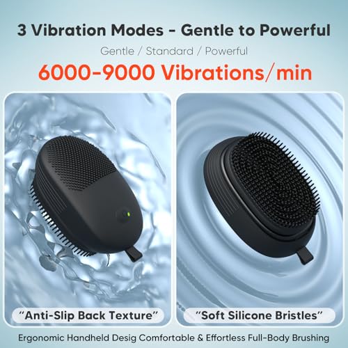 Electric Sonic Body Scrubber ? Food-Grade Soft Silicone Shower Brush & Loofah Alternative, Gentle Exfoliating & Deep Cleaning, Removes Dry Skin, Boosts Circulation & Revives Skin Glow