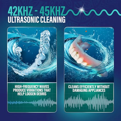 Retainer Pod Ultrasonic Dental Cleaner Machine 48kHz with UV Light - 200ml