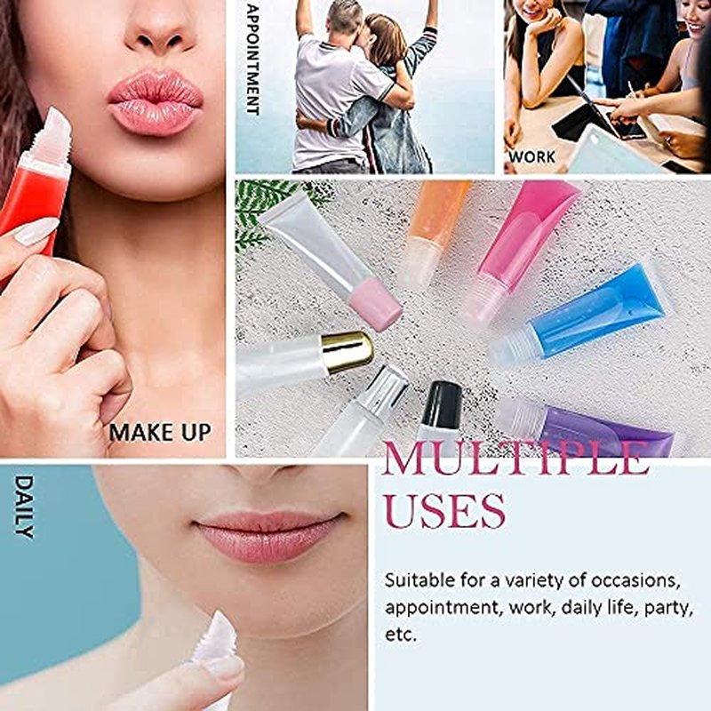 100 PACK 10ml Lip Gloss Tubes with 50 x Pink Caps + 50 x Silver Caps