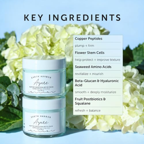 Earth Harbor Azure Peptide Smoothing Water Cream for Face, Neck & Chest - 2 Fl Oz