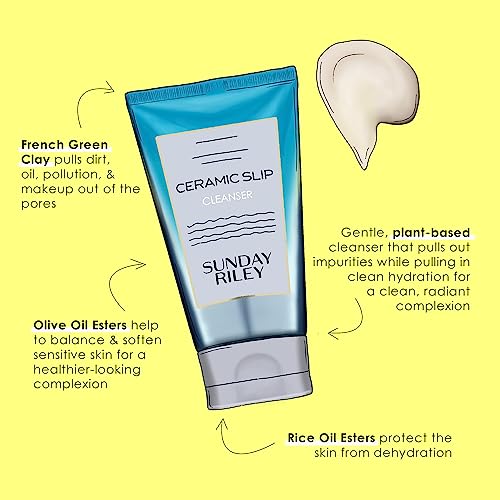 Sunday Riley Ceramic Slip Cleanser 5 Fl Oz Green - Gentle Plant-Based Face Wash
