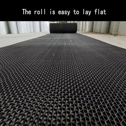 PVC Drainage Floor Mat Non-Slip Outdoor Indoor Wet Area Splash Mat 3FTx16.4FT - Black