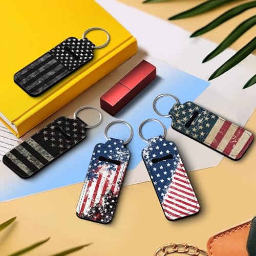 SEANATIVE 5 Pcs Women's Chapstick Holder Keychain Clip-on Sleeve Chapstick Pouch Keychains Lipstick Holder Lip Balm Holster