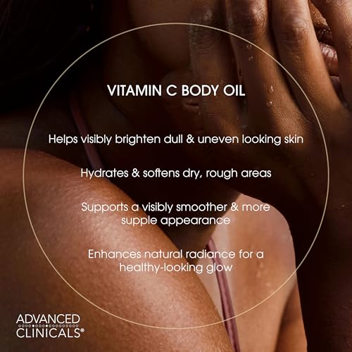 Vitamin C Body Oil - 12 Fl Oz Brightening Moisturizer for Radiance - Advanced Clinicals