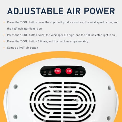 600W Nail Dryer with Hot & Cool Air, Adjustable Speed, Rotating Fan, Professional Manicure Equipment