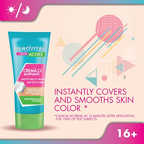 Gerovital Mattifying CC Cream for Oily Skin - Medium Shade, 30ml