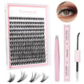 DIY Lash Extension Kit Individual Lashes Cluster D Curl Eyelash Extension Kit 40D 8-16mm Mix Lash Clusters with Lash Bond and Seal and Lash Applicator Tool for Self Application at Home