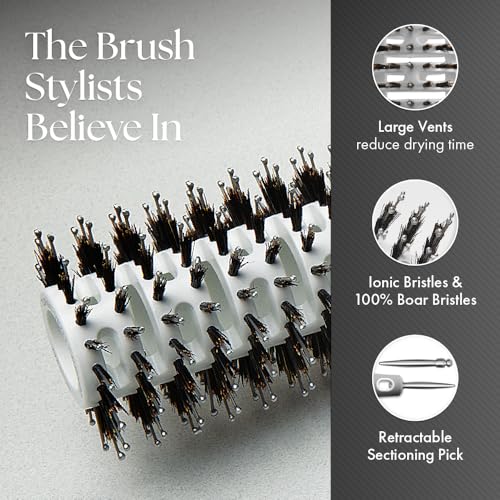 Olivia Garden Ceramic + Ion Turbo Vent Pro Hair Brush - Round Dry Brush - Not Electrical - Professional Blowout Brush for Fine Hair - For Short and Medium Lengths