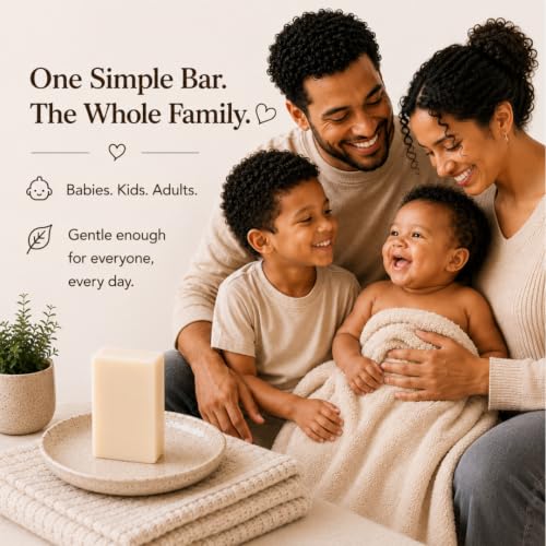 Fragrance-Free Baby Bar Soap Pack of 7 - Unscented Organic Gentle Skin Care for Toddlers and Adults