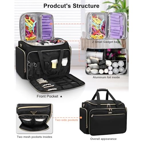 MONSTINA Professional Hairstylist Traveling Bag with Two Detachable Small Bags,Hairdressing Bag Makeup Salon Organizer Bag for Barber Hairdresser Insulation Material