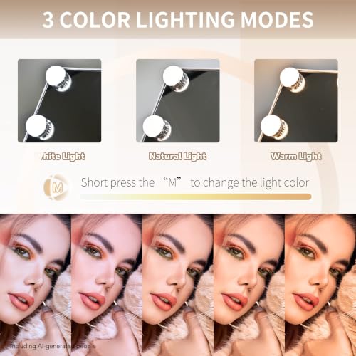 Makeup Vanity Mirror with Lights 10X Magnification - White, 12 Bulbs, 17.12"x13.77" - Variation: White 12 Bulbs