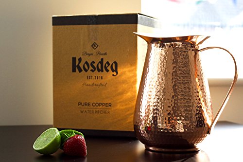 Copper Pitcher with Lid - 68 Oz Water Jug for Hydration & Health Benefits