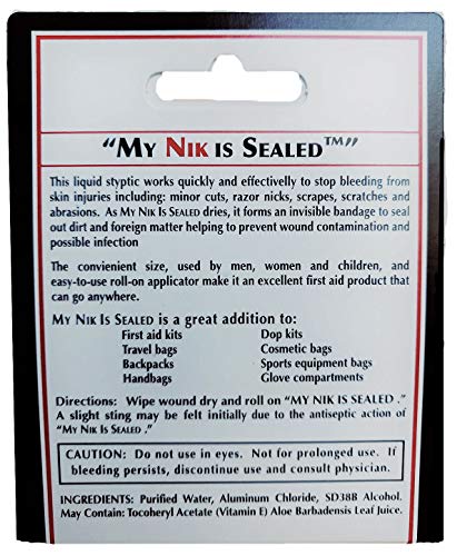My Nik Is Sealed Liquid Styptic 12ml - First Aid for Nicks & Cuts, Aloe Vera, Made in USA