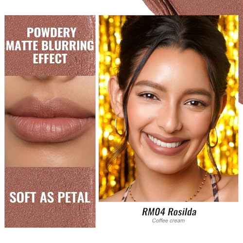 Oulac Nude Matte Lipsticks for Women Set, Silky Velvet Matte Lipstick, Soft Smooth Texture, High Impact Lip Color, Not Dry Lightweight Formula Infused with Vitamin E, Vegan RM02+04+06