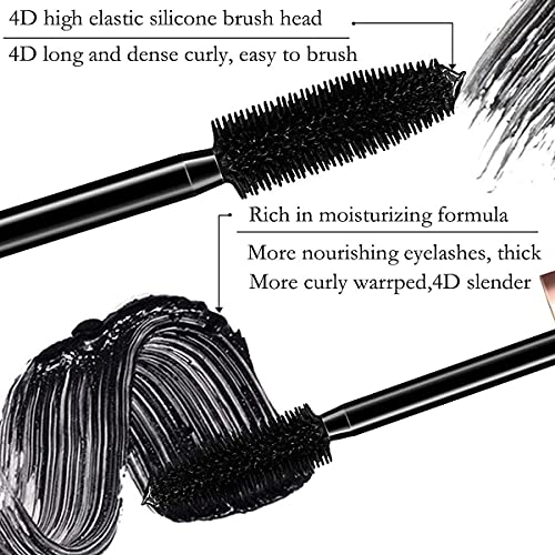 Venicare 4D Silk Fiber Lash Mascara Liquid Extension Makeup Eye Lash Kit Luxuriously Longer Thicker Voluminous Eyelashes Waterproof Smudge-proof Natural No Clumping Smudging Lasting All Day 2 Pack