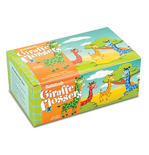 Practicon SmileGoods Giraffe Flossers Box of 200 - Individually Wrapped Dental Floss Picks