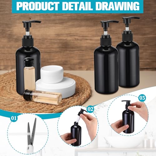 CroBlissful 24 Pack Black 8 oz Plastic Pump Bottles for Lotion & Shampoo - Variation of 24 / Black