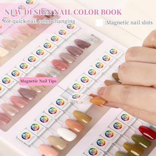 ANGNYA Magnetic Nail Swatch Book for Salon - White, 144 Colors