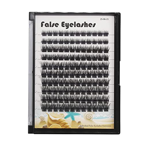 Large Tray- 120 Clusters Mixed 10-12-14-16mm/12-14-16mm /14-16-18mm Wide Stem Individual False Eyelashes D Curl Eyelashes Makeup DIY Eye Lashes Extensions (8-10-12-14mm)