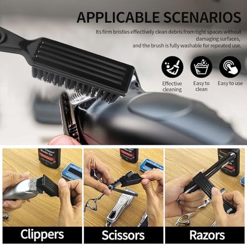 2PCS Premium Hair Clipper Blade Lubricating Oil for Clippers, with Oil Dip Box and Barber Clipper Brush