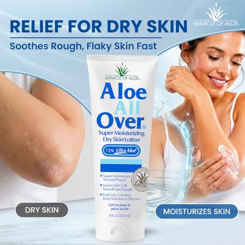 Aloe All Over Super Moisturizing Lotion 8oz Pack of 2 - Dry Skin Relief for Men Women Kids