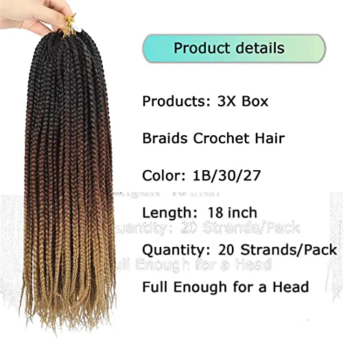 Crochet Box Braids Hair Pre-Looped Goddess Braids 7 Packs 18 Inch - 1B/30/27 Variation