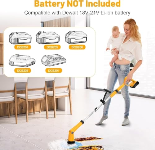 Denqir 1500 RPM Electric Spin Scrubber for DeWalt 20V Battery - Yellow